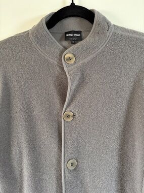 Giorgio Armani Men’s Gray Stand-Neck Button Cardigan